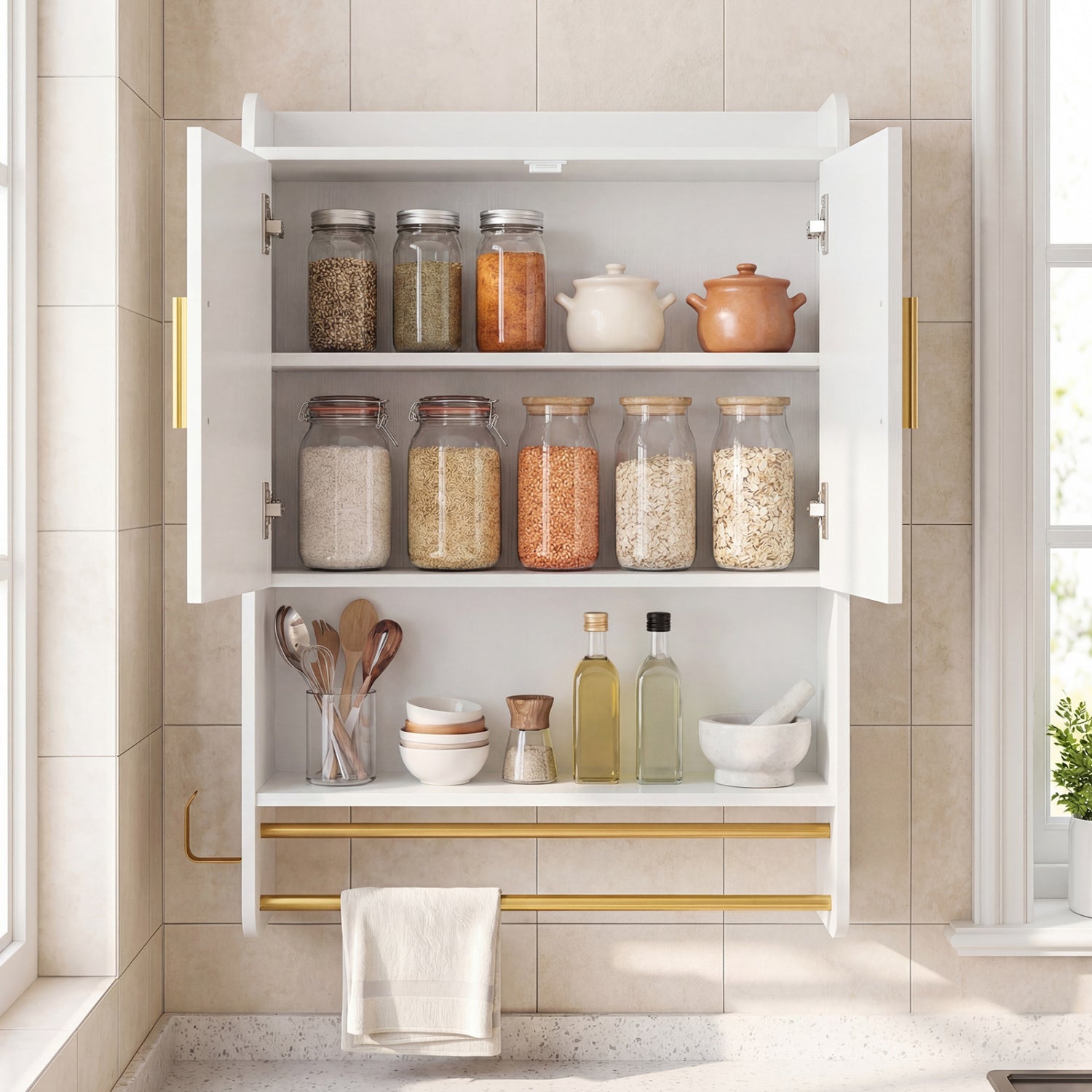 Bathroom Wall Cabinet Wall Mounted Medicine Cabinet with Towel Bars, White Wall Cabinets at Gallery Canada
