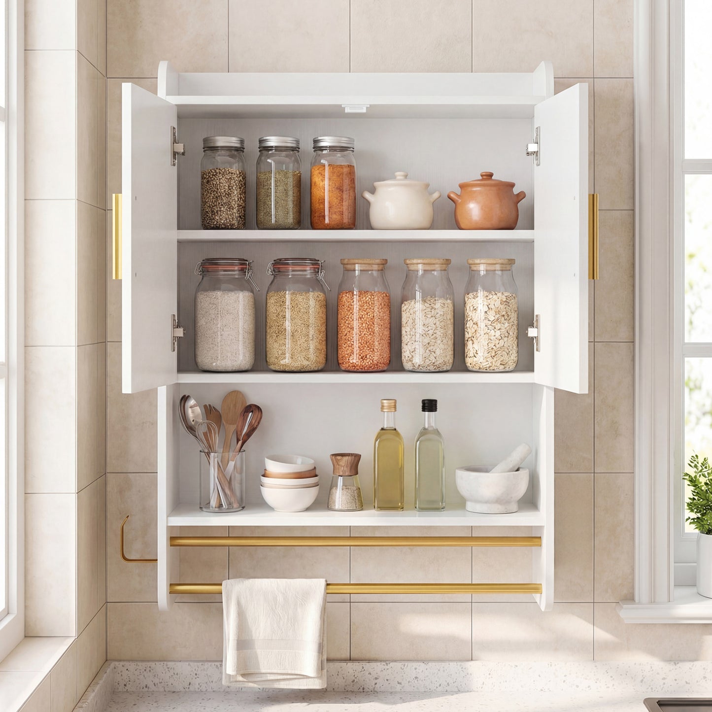 Bathroom Wall Cabinet Wall Mounted Medicine Cabinet with Towel Bars, White Wall Cabinets at Gallery Canada