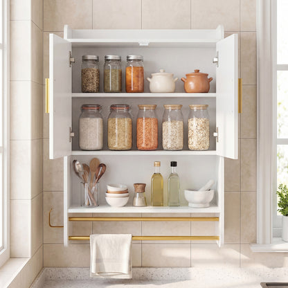 Bathroom Wall Cabinet Wall Mounted Medicine Cabinet with Towel Bars, White Wall Cabinets at Gallery Canada