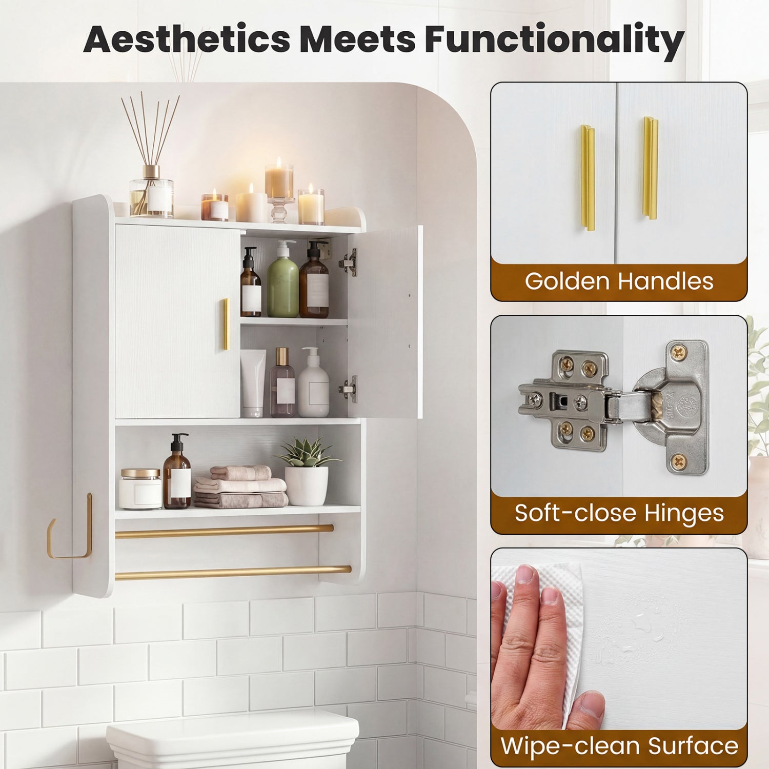 Bathroom Wall Cabinet Wall Mounted Medicine Cabinet with Towel Bars, White Wall Cabinets at Gallery Canada