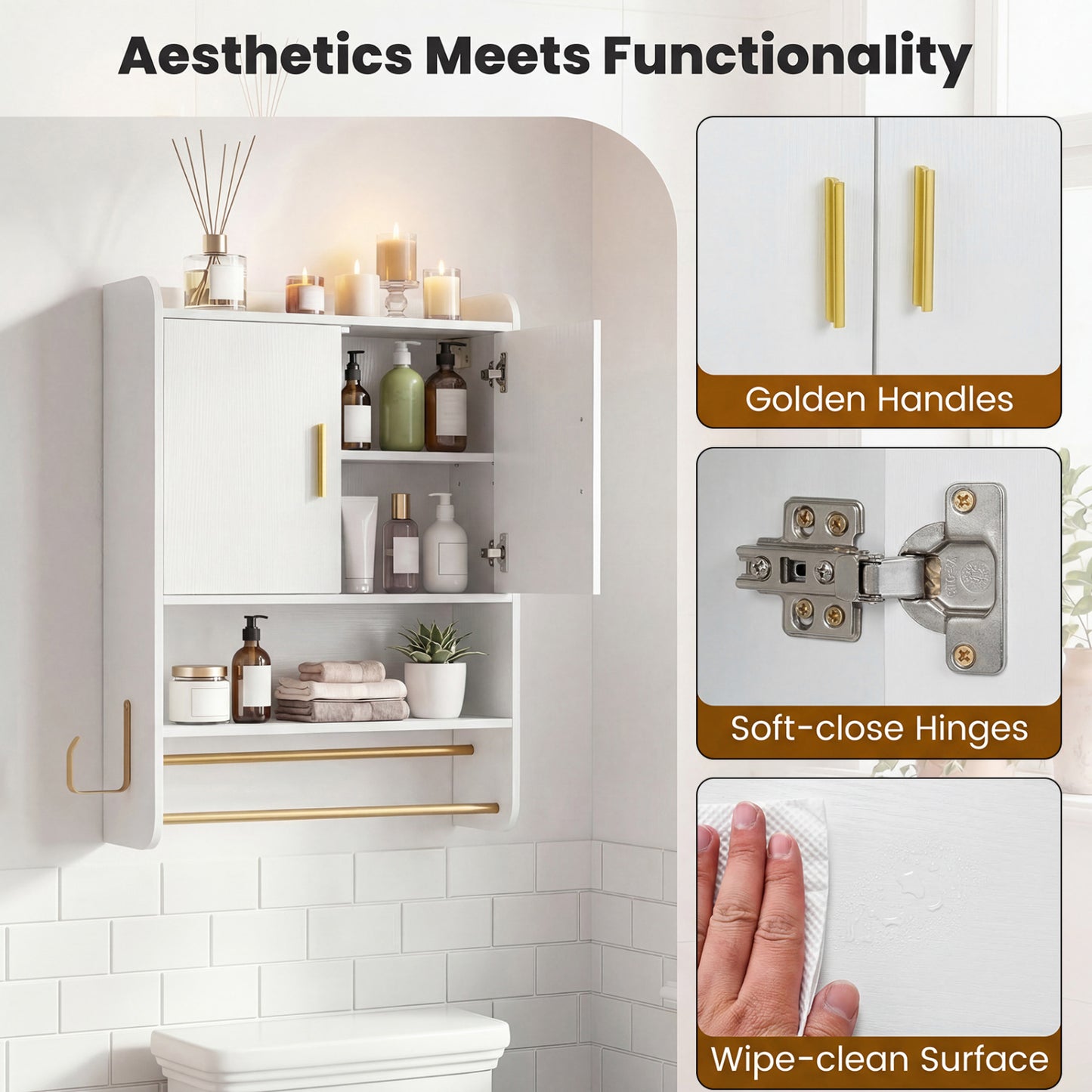 Bathroom Wall Cabinet Wall Mounted Medicine Cabinet with Towel Bars, White Wall Cabinets at Gallery Canada