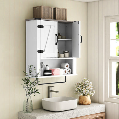 Bathroom Wall Cabinet with Towel Bar Farmhouse Medicine Cabinet, White Wall Cabinets at Gallery Canada