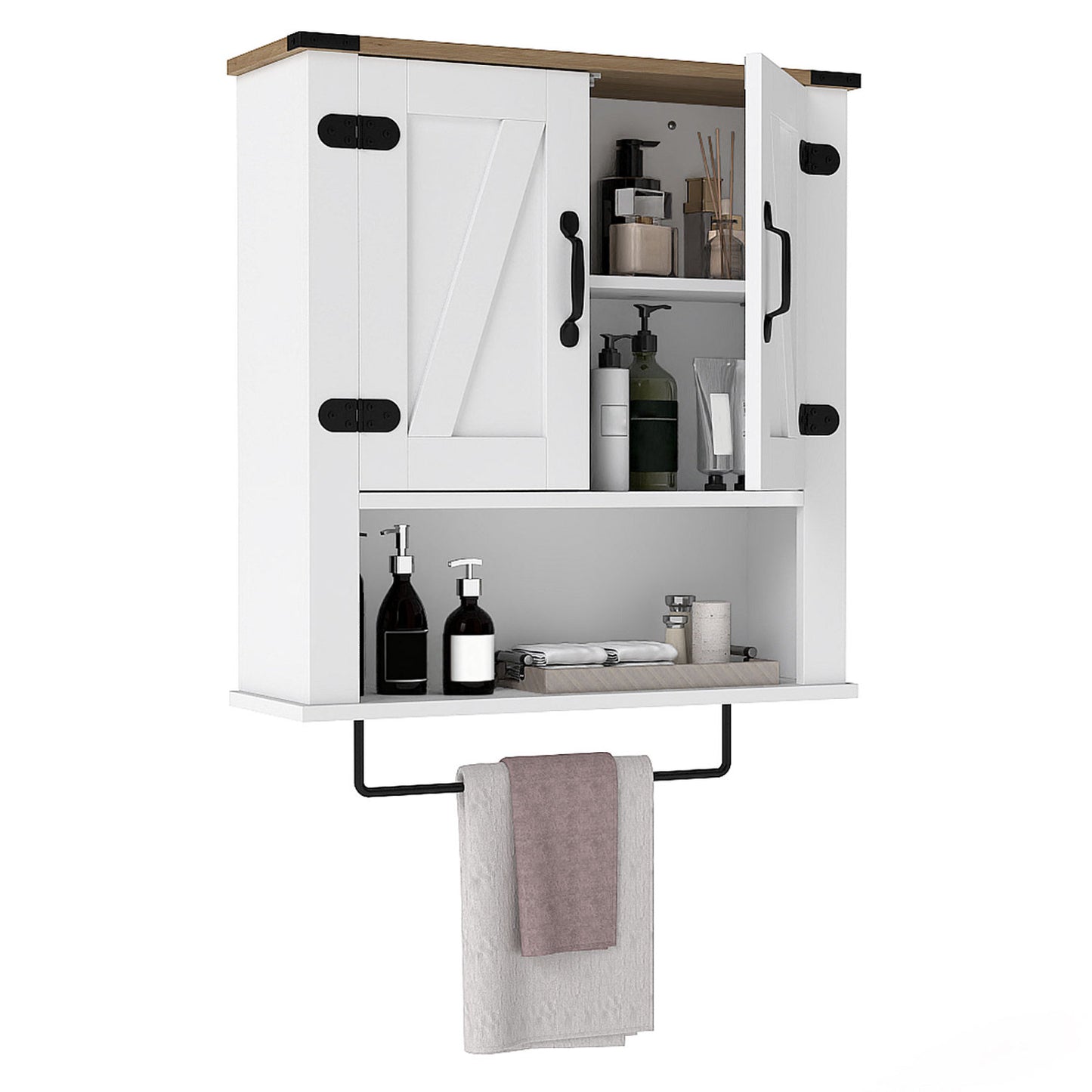 Bathroom Wall Cabinet with Towel Bar Farmhouse Medicine Cabinet, White Wall Cabinets White at Gallery Canada