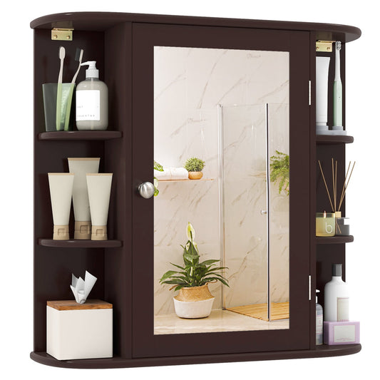 Bathroom Wall Cabinet, Mirror Door, 4 Shelves, Brown Wall Cabinets Brown at Gallery Canada