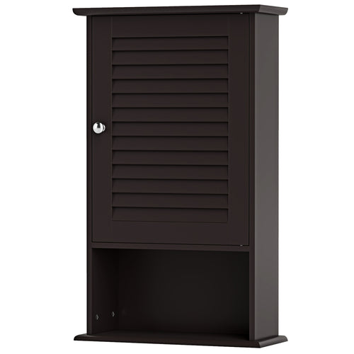 Wall Mount Storage Cabinet, Single Door, Height Adjustable Shelf, Rustic Brown