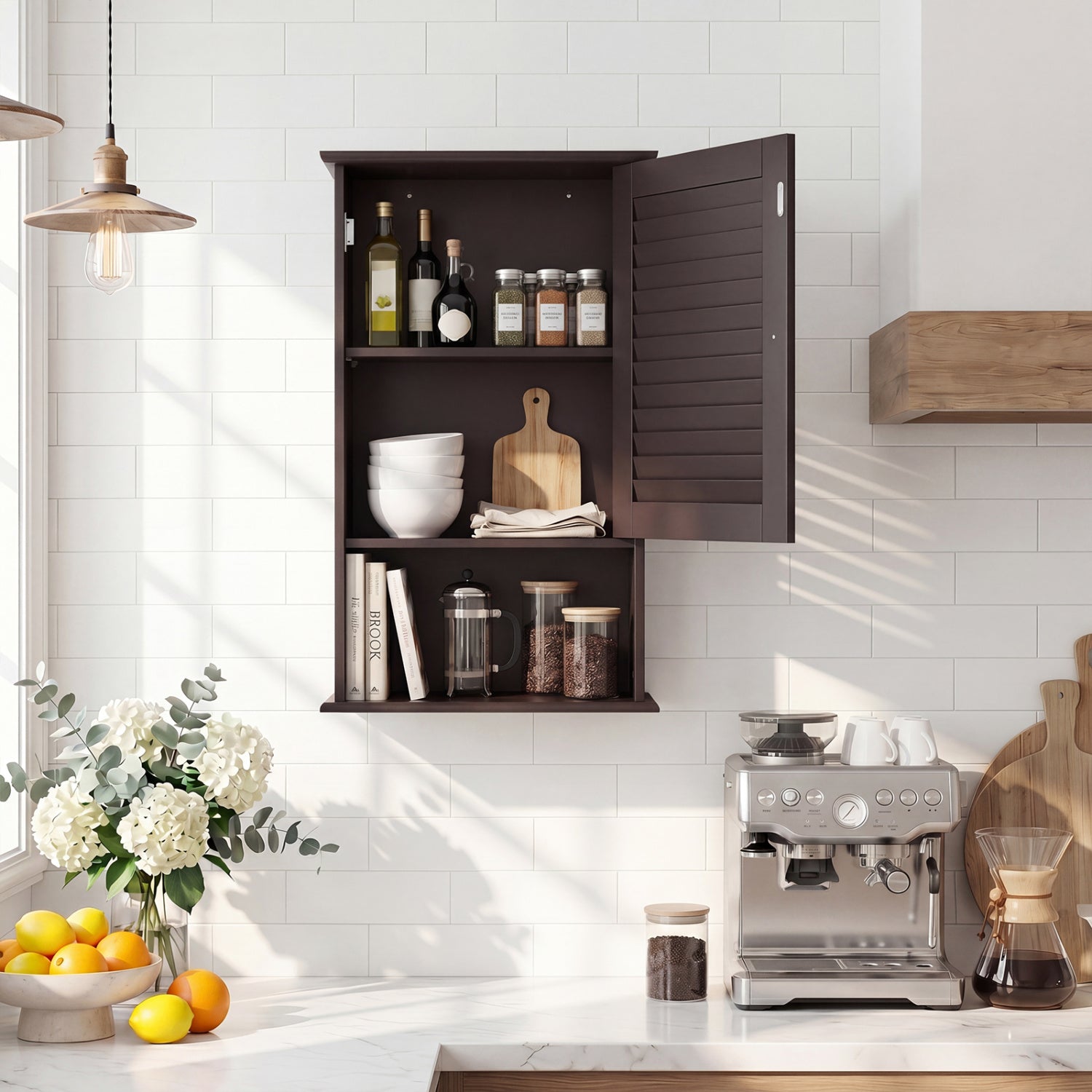 Wall Mount Storage Cabinet, Single Door, Height Adjustable Shelf, Rustic Brown Wall Cabinets at Gallery Canada
