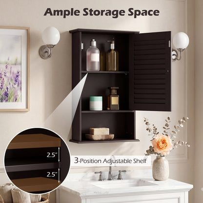 Wall Mount Storage Cabinet, Single Door, Height Adjustable Shelf, Rustic Brown Wall Cabinets at Gallery Canada