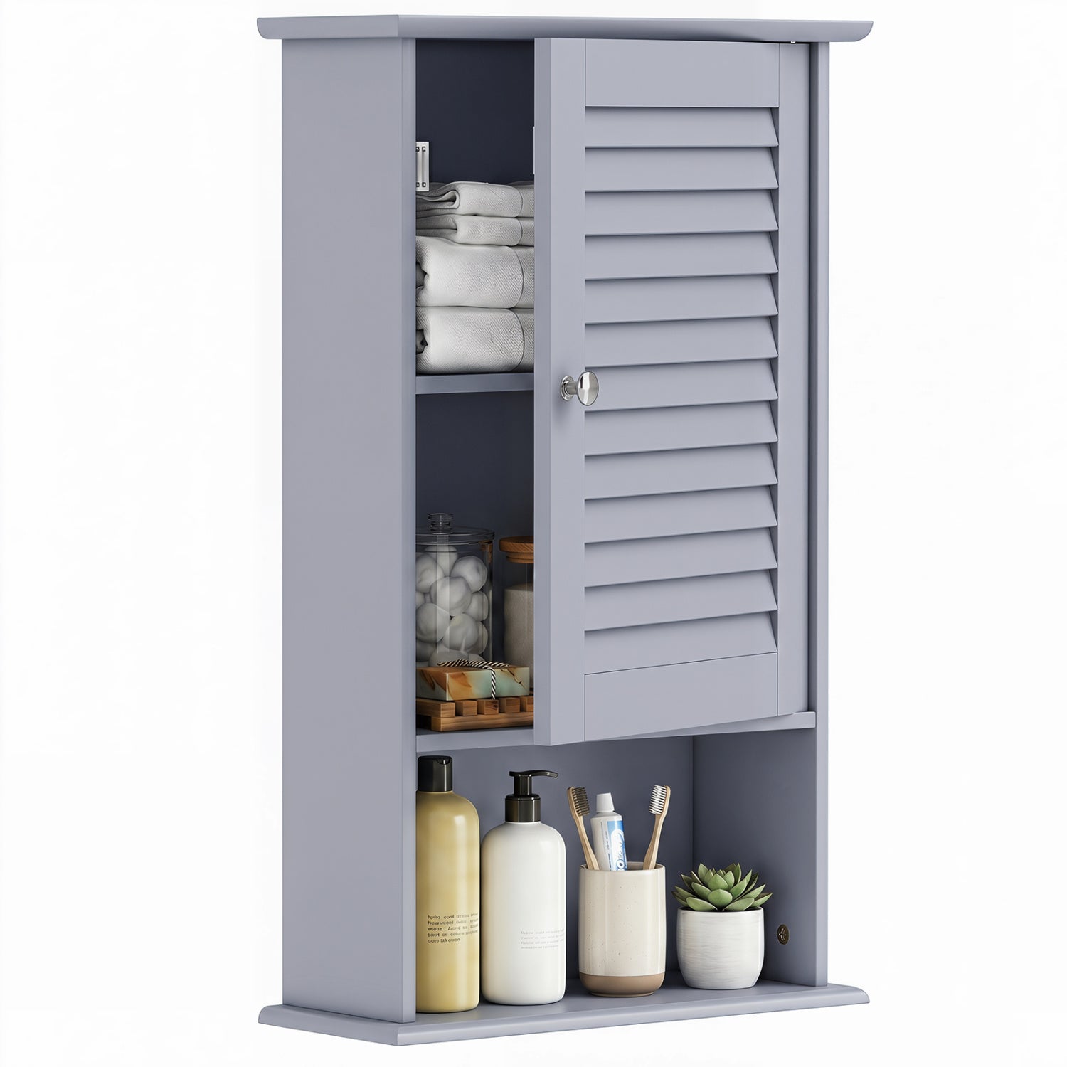 Wall Mount Storage Cabinet, Single Door, Height Adjustable Shelf, Gray Wall Cabinets at Gallery Canada