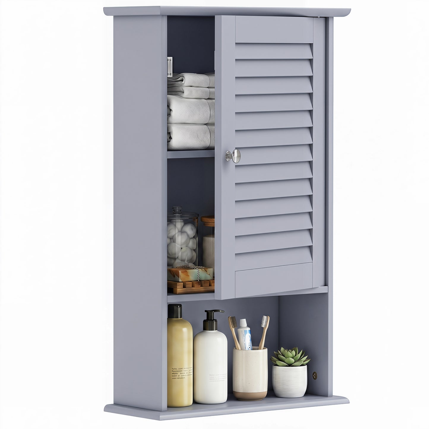 Wall Mount Storage Cabinet, Single Door, Height Adjustable Shelf, Gray Wall Cabinets at Gallery Canada
