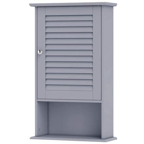 Wall Mount Storage Cabinet, Single Door, Height Adjustable Shelf, Gray