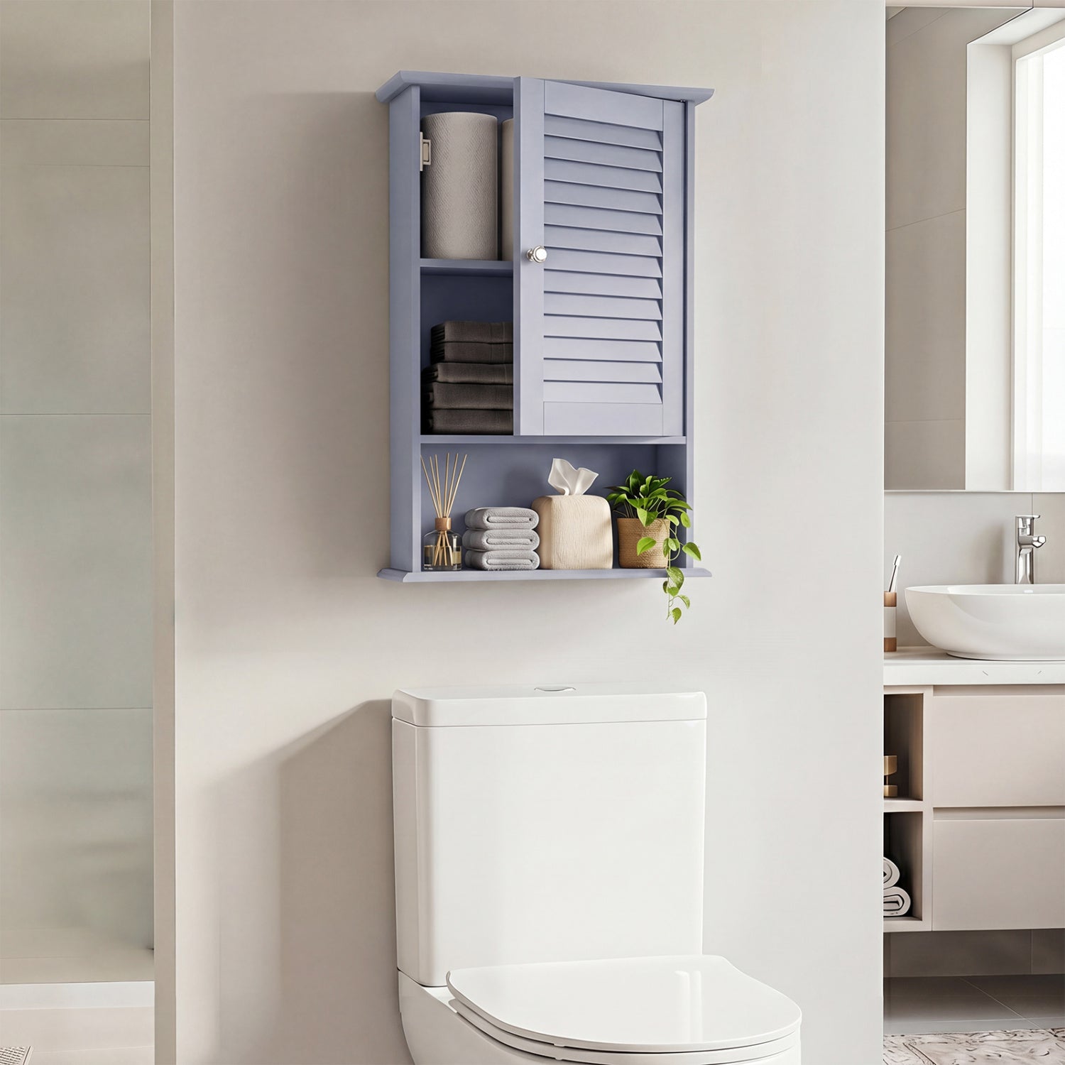 Wall Mount Storage Cabinet, Single Door, Height Adjustable Shelf, Gray Wall Cabinets at Gallery Canada