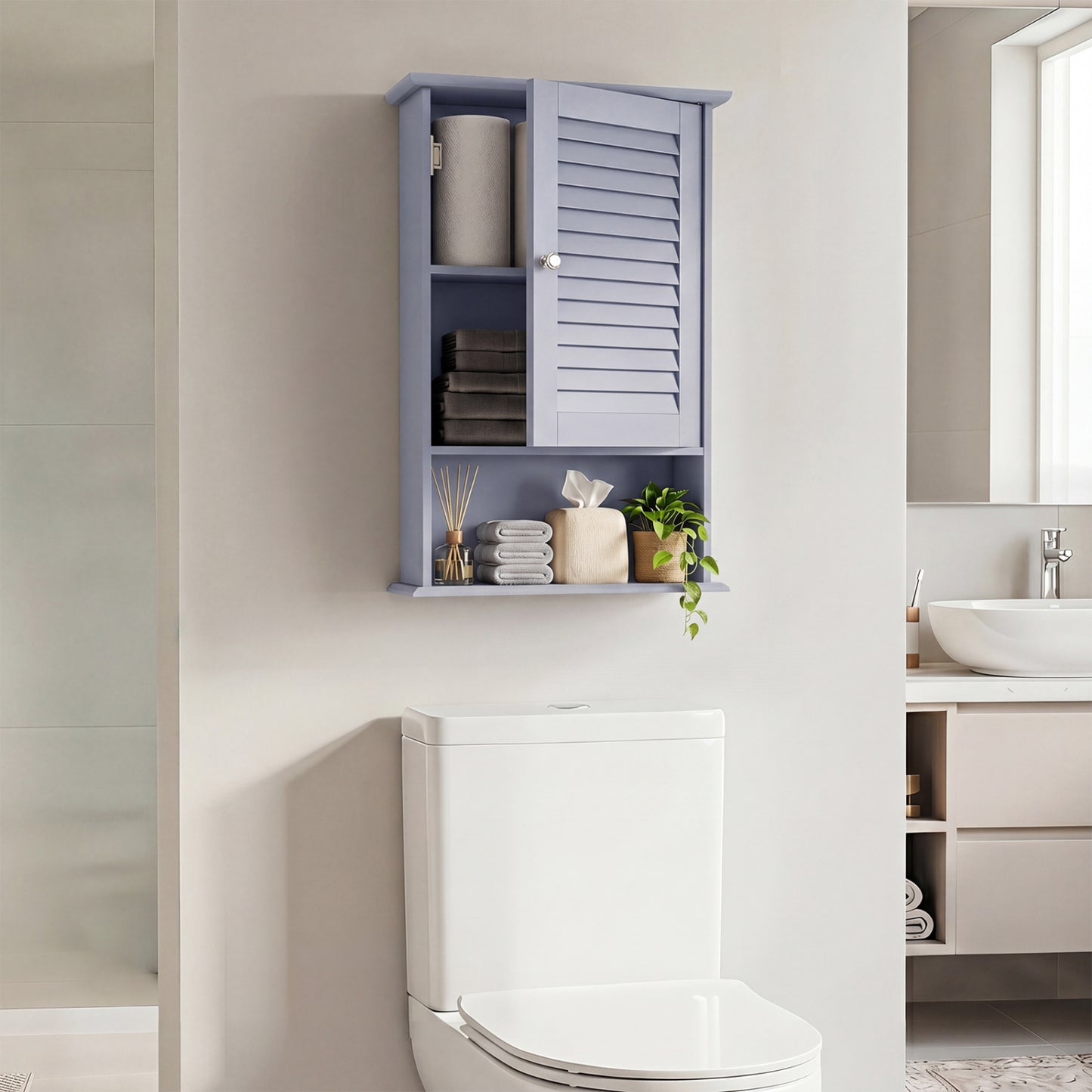 Wall Mount Storage Cabinet, Single Door, Height Adjustable Shelf, Gray Wall Cabinets at Gallery Canada