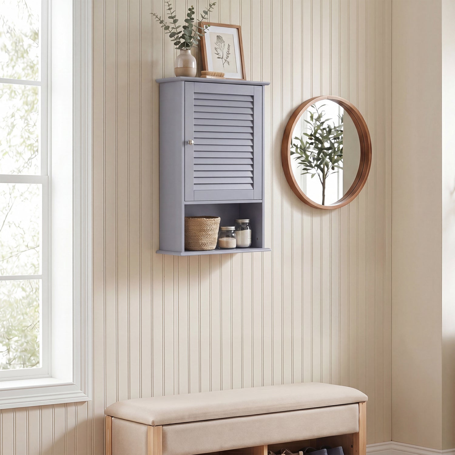 Wall Mount Storage Cabinet, Single Door, Height Adjustable Shelf, Gray Wall Cabinets at Gallery Canada