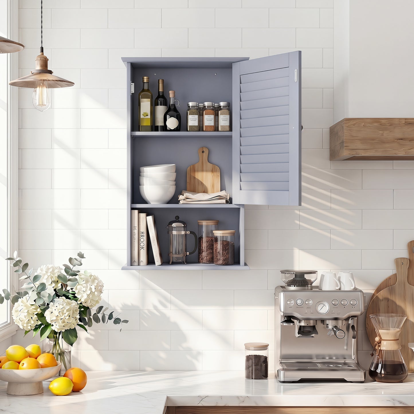 Wall Mount Storage Cabinet, Single Door, Height Adjustable Shelf, Gray Wall Cabinets at Gallery Canada