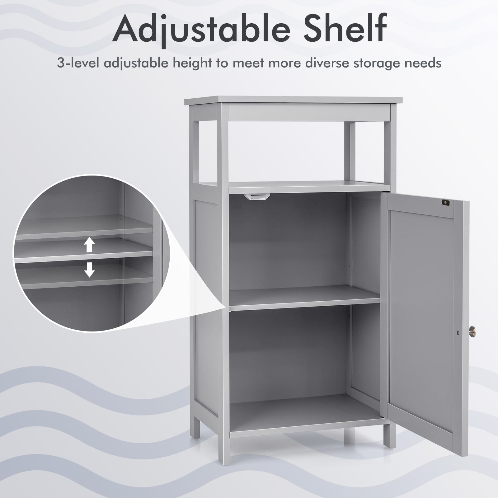 Wooden Bathroom Floor Cabinet, Multifunction Storage Rack, Gray Floor Cabinets at Gallery Canada