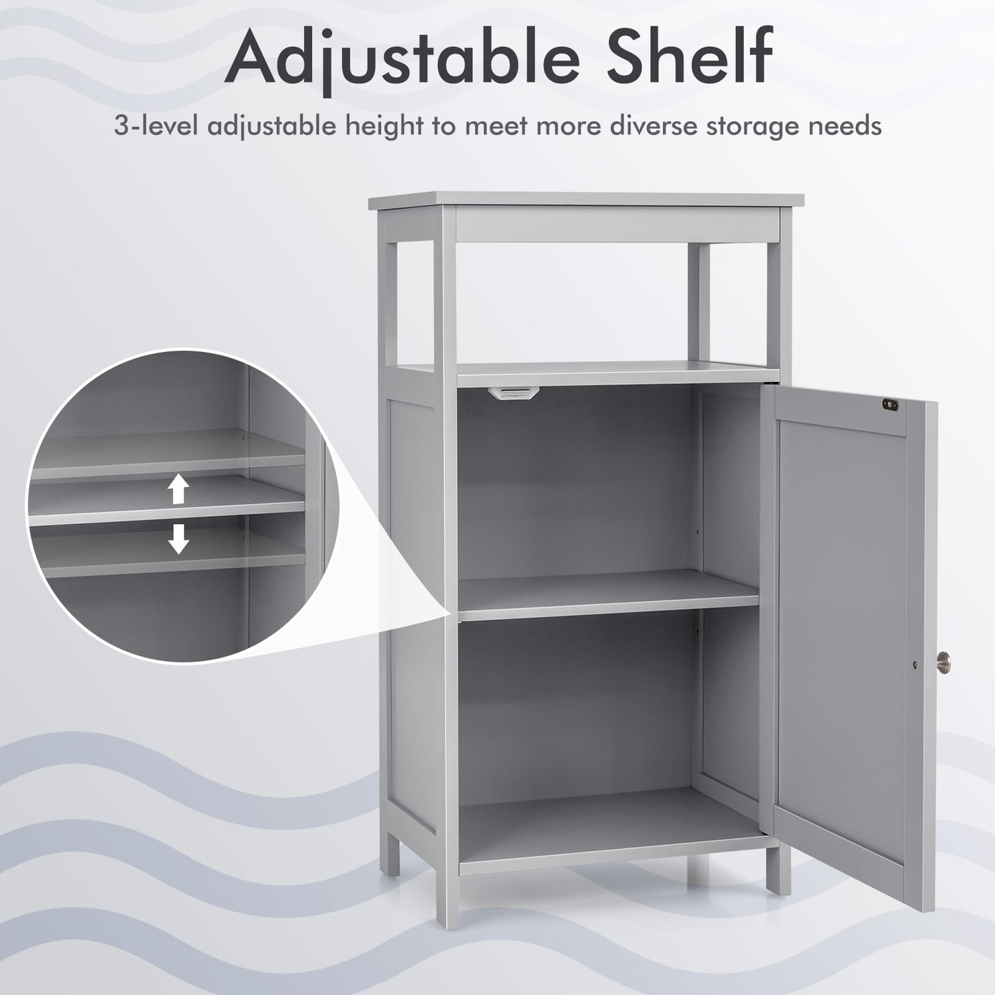 Wooden Bathroom Floor Cabinet, Multifunction Storage Rack, Gray Floor Cabinets at Gallery Canada