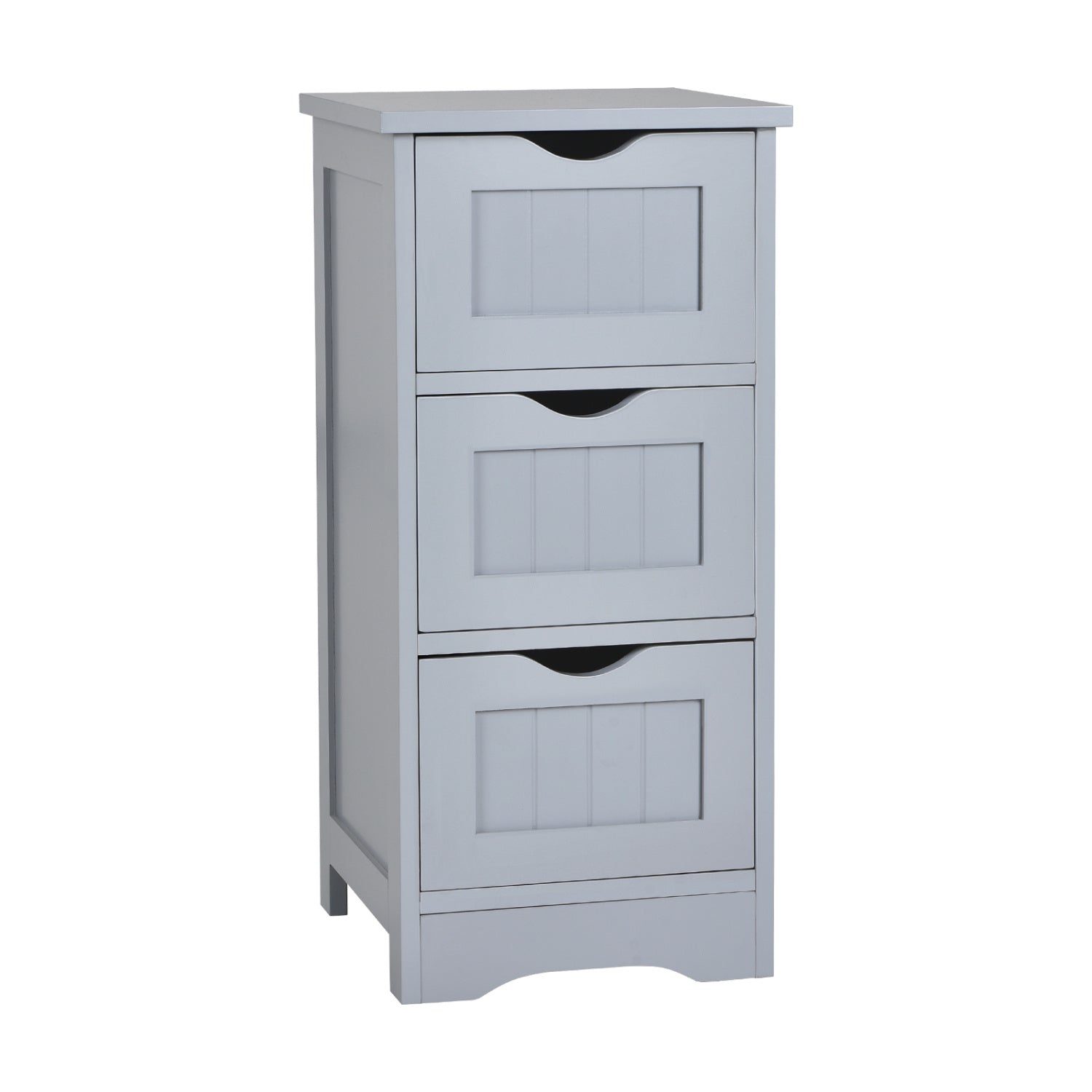 Wooden Free Standing Storage Cabinet, 3-Tier, Gray Floor Cabinets Gray at Gallery Canada