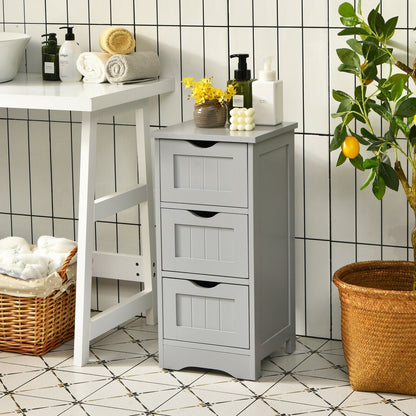 Wooden Free Standing Storage Cabinet, 3-Tier, Gray Floor Cabinets at Gallery Canada