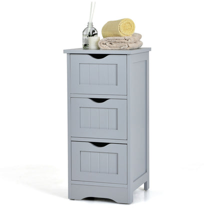 Wooden Free Standing Storage Cabinet, 3-Tier, Gray Floor Cabinets at Gallery Canada