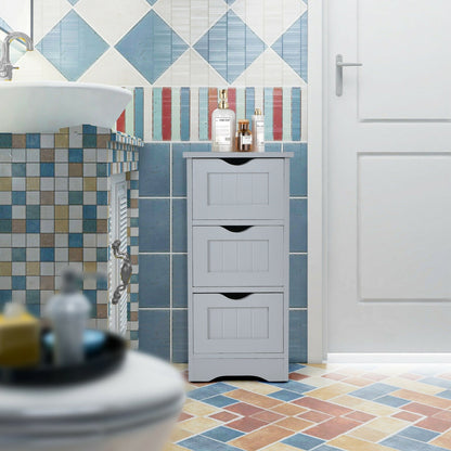 Wooden Free Standing Storage Cabinet, 3-Tier, Gray Floor Cabinets at Gallery Canada