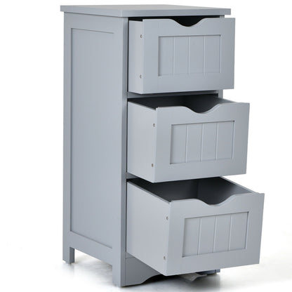 Wooden Free Standing Storage Cabinet, 3-Tier, Gray Floor Cabinets at Gallery Canada