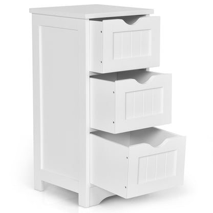 Wooden Bathroom Storage Cabinet, 3-Tier Free Standing Organizer, White Floor Cabinets at Gallery Canada