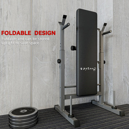 Adjustable Weight Bench, Foldable with Barbell Rack, Dip Station, Black and Grey Weight Benches at Gallery Canada