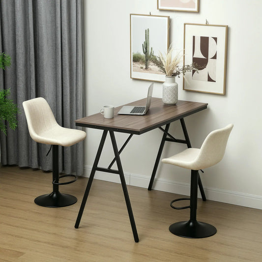 Adjustable Barstools Set of 2, Swivel with Back, Footrest, Beige Bar Stools Beige, Black at Gallery Canada
