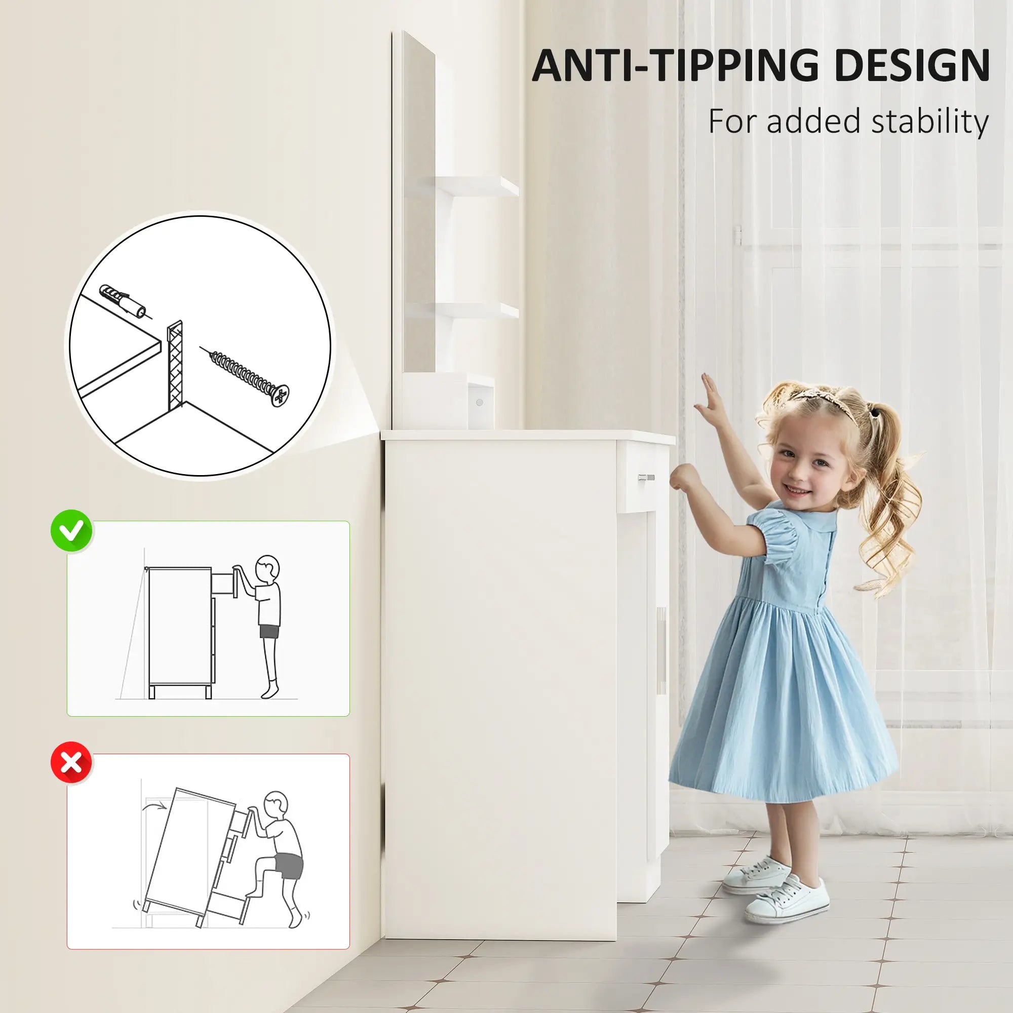 Vanity Desk With Mirror, Drawer, Shelves, Cabinet, Adjustable Shelves Dressing & Vanity Tables at Gallery Canada