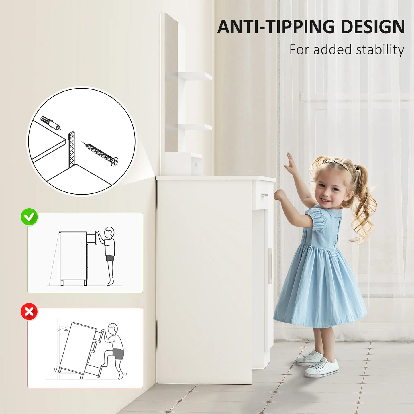 Vanity Desk With Mirror, Drawer, Shelves, Cabinet, Adjustable Shelves Dressing & Vanity Tables at Gallery Canada