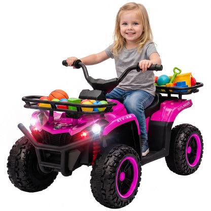 12V Kids ATV, Electric Ride On Quad, Dual Motors, Pink Electric Toy Cars Multi Colour at Gallery Canada