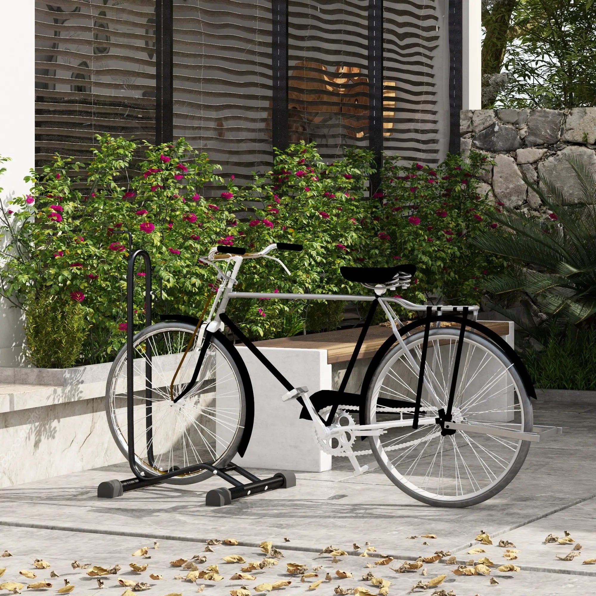 Vertical Horizontal Bike Rack, Adjustable Hooks, Fits 6