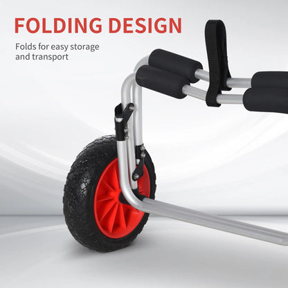 198LBS Kayak Cart, Foldable Canoe Dolly, Aluminum Frame, Silver Kayak Carts at Gallery Canada