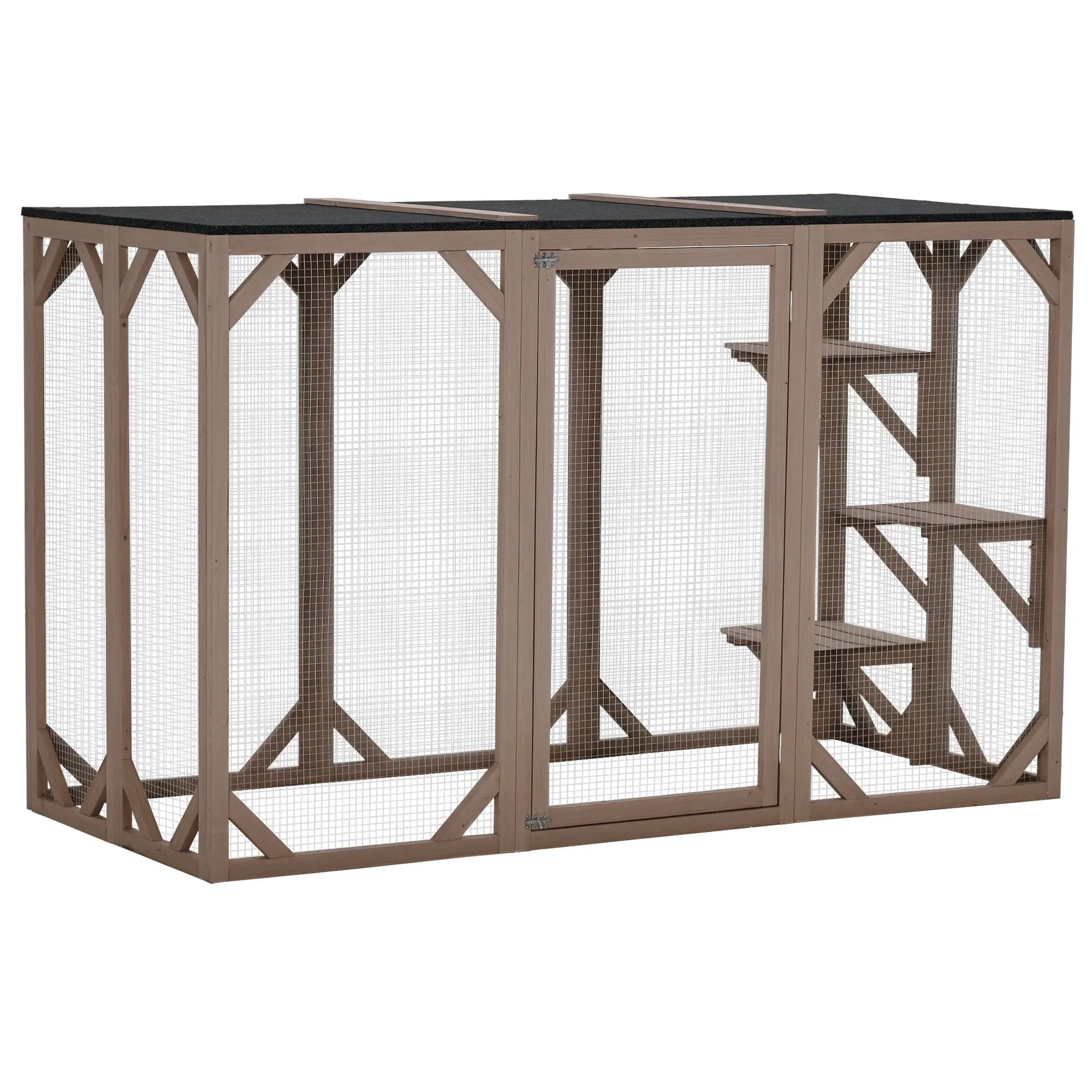 Indoor Outdoor Cat Cage, Catio Enclosure, Small Animal Hutch for Rabbit, Kitten, 3-Level, Lock, Camel Outdoor Cat Enclosures Camel at Gallery Canada