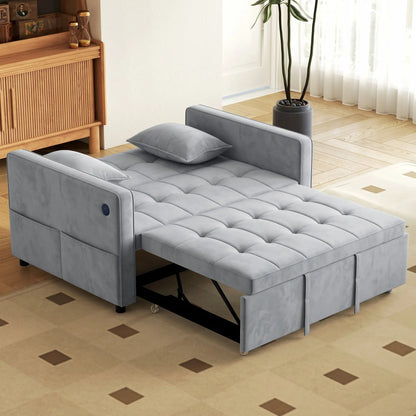 3-In-1 Convertible Sofa Bed, Pull Out Sleeper, Adjustable Backrest, Light Grey 2-Seater Sofas at Gallery Canada