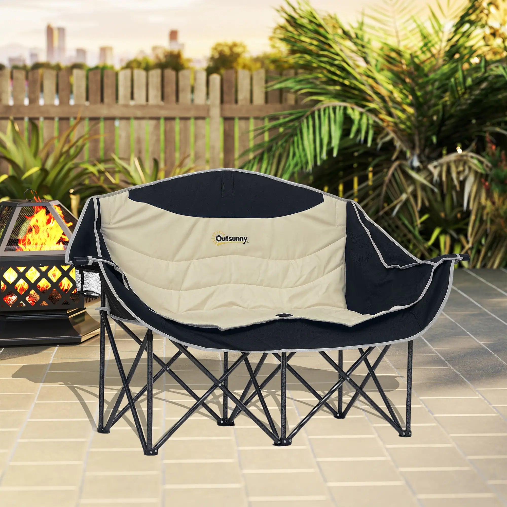 Portable Camp Chair, Double with Cup Holders, Carry Bag, 551 lbs, Khaki Picnic Tables & Camping Chairs at Gallery Canada