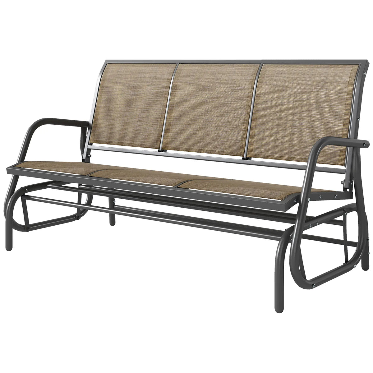 3-Seat Outdoor Glider Chair, Steel Frame, Sling Fabric, Brown Outdoor Gliders Light Mixed Brown at Gallery Canada