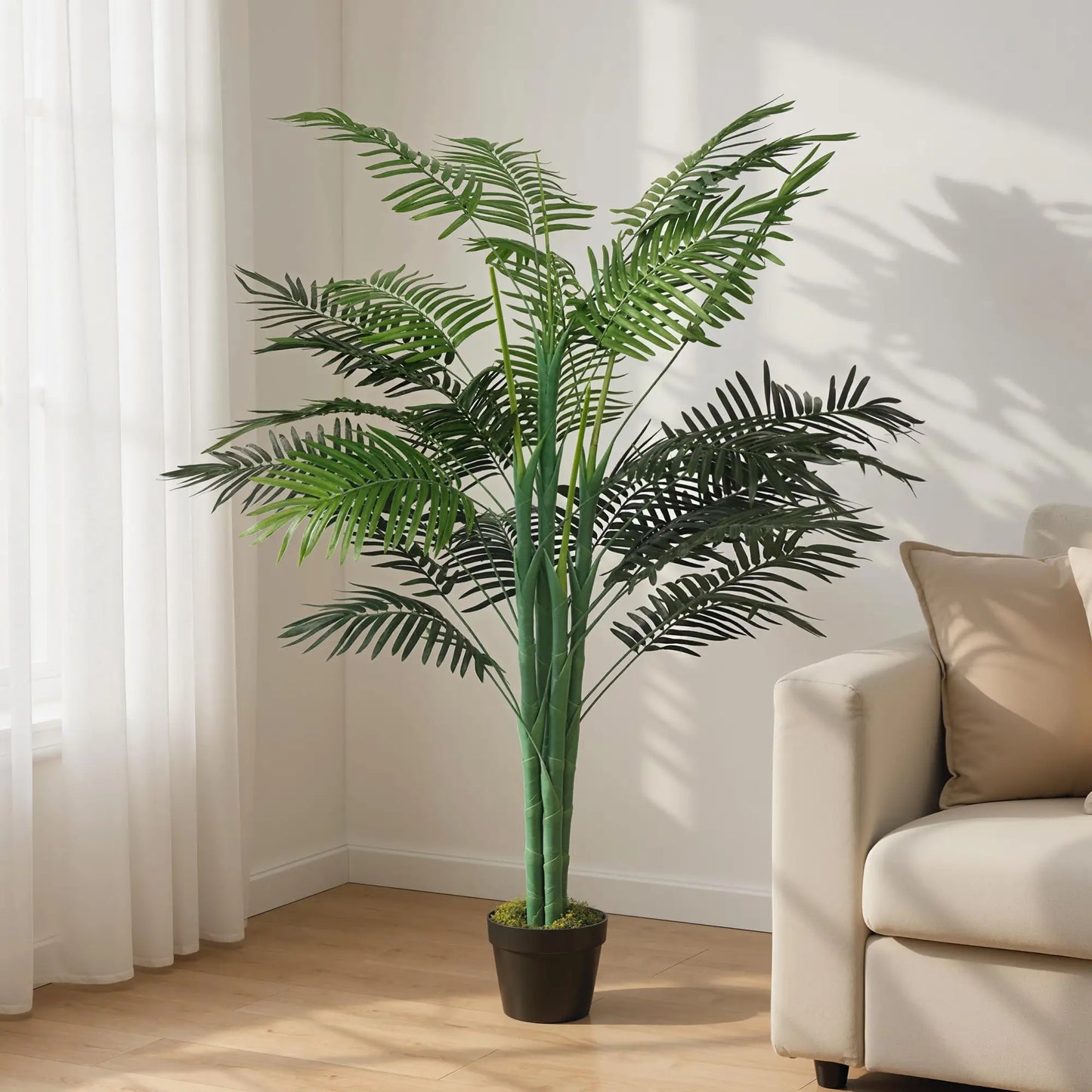 5FT Artificial Palm Tree, Lifelike Faux Plant, Indoor Decoration, Green Artificial Trees at Gallery Canada