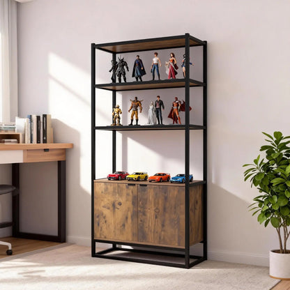 Storage Cabinet, 3 Open Shelves, Freestanding Organizer, Brown