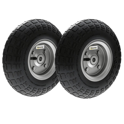 Set Of 2 Pneumatic Wheels, 10" Wheelbarrow Wheels Replacement, Black Garden Accessories at Gallery Canada