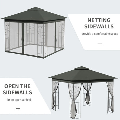 10'x10' Steel Patio Gazebo, Soft-Top, Polyester Roof, Grey Gazebos at Gallery Canada