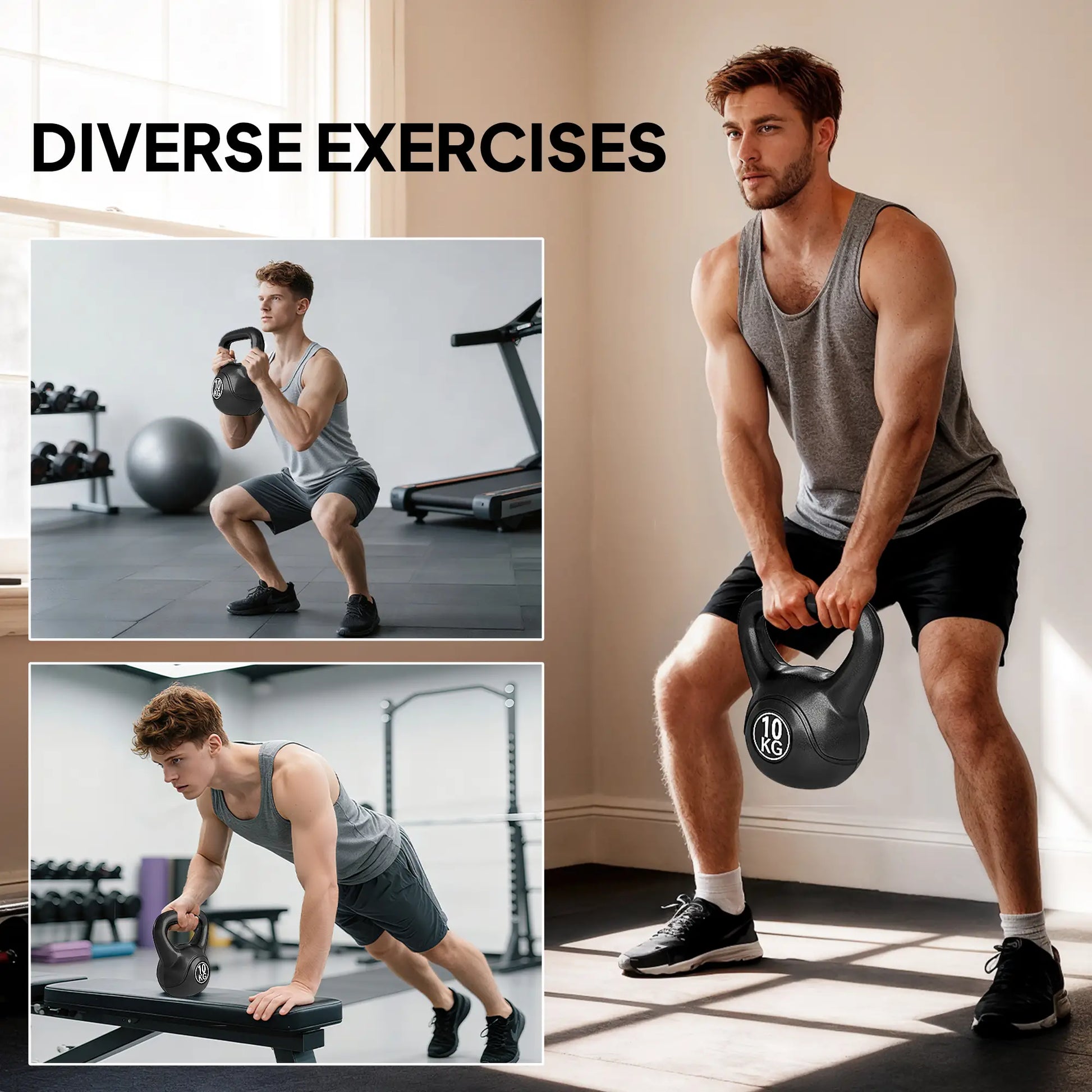 22lb Fitness Kettlebell, Plastic Exercise Weight, Sand Filled, Noise Reduction Strength Training Equipment at Gallery Canada