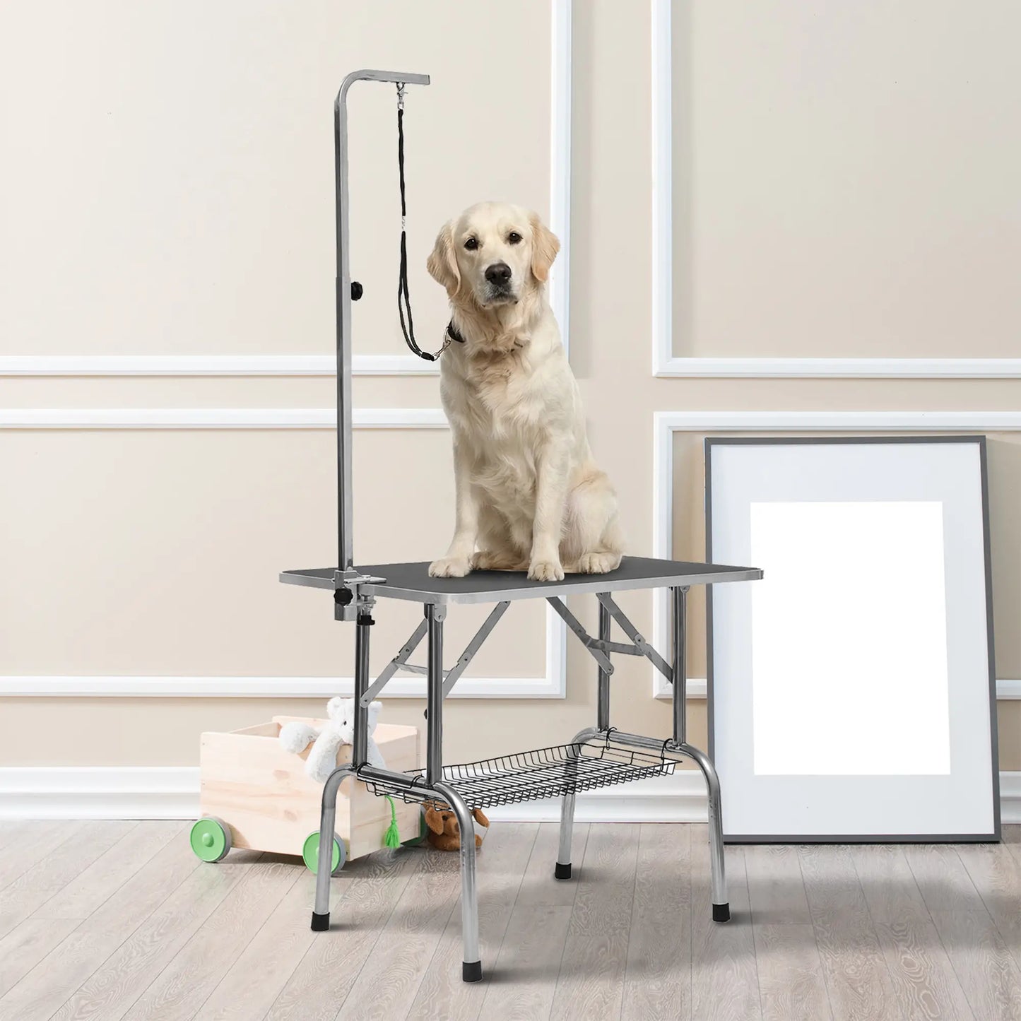 36-Inch Dog Grooming Table, Stainless Steel, Adjustable Arm, Basket Dog Grooming Tables at Gallery Canada