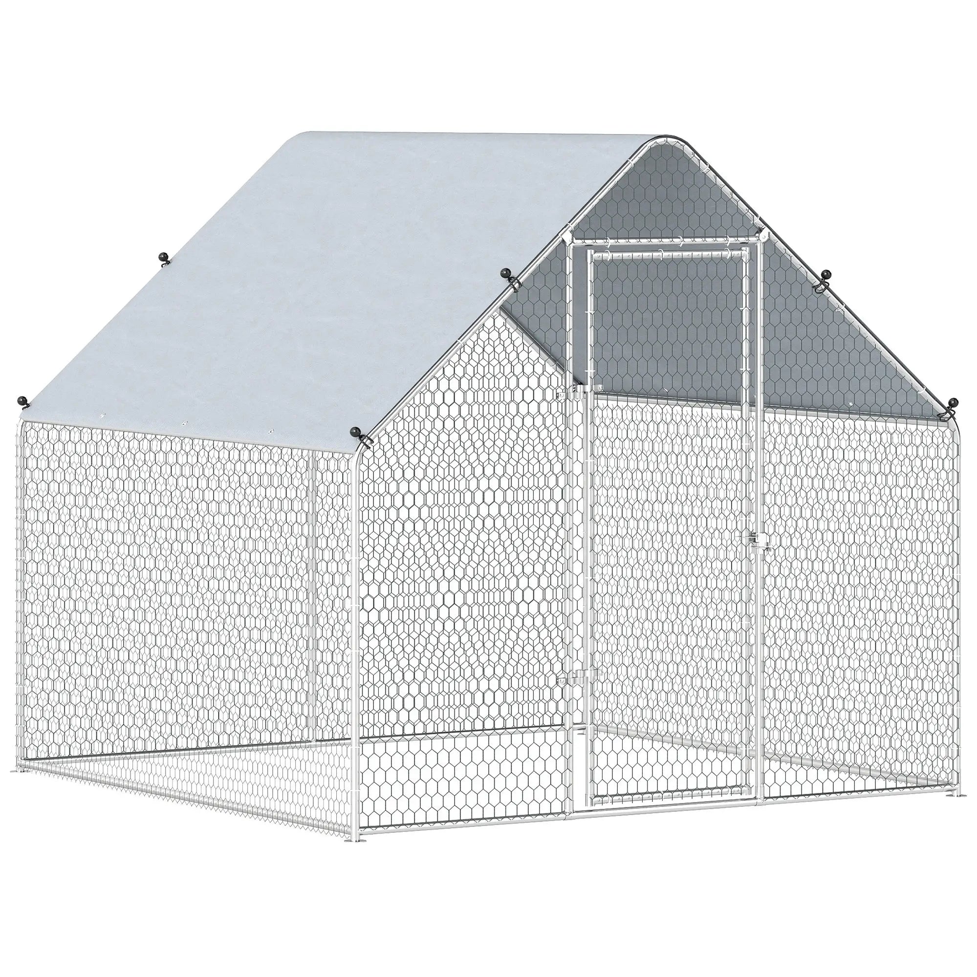 Metal Chicken Coop With Cover, 6.6' x 6.6' x 6.6' Chicken Coops Silver at Gallery Canada