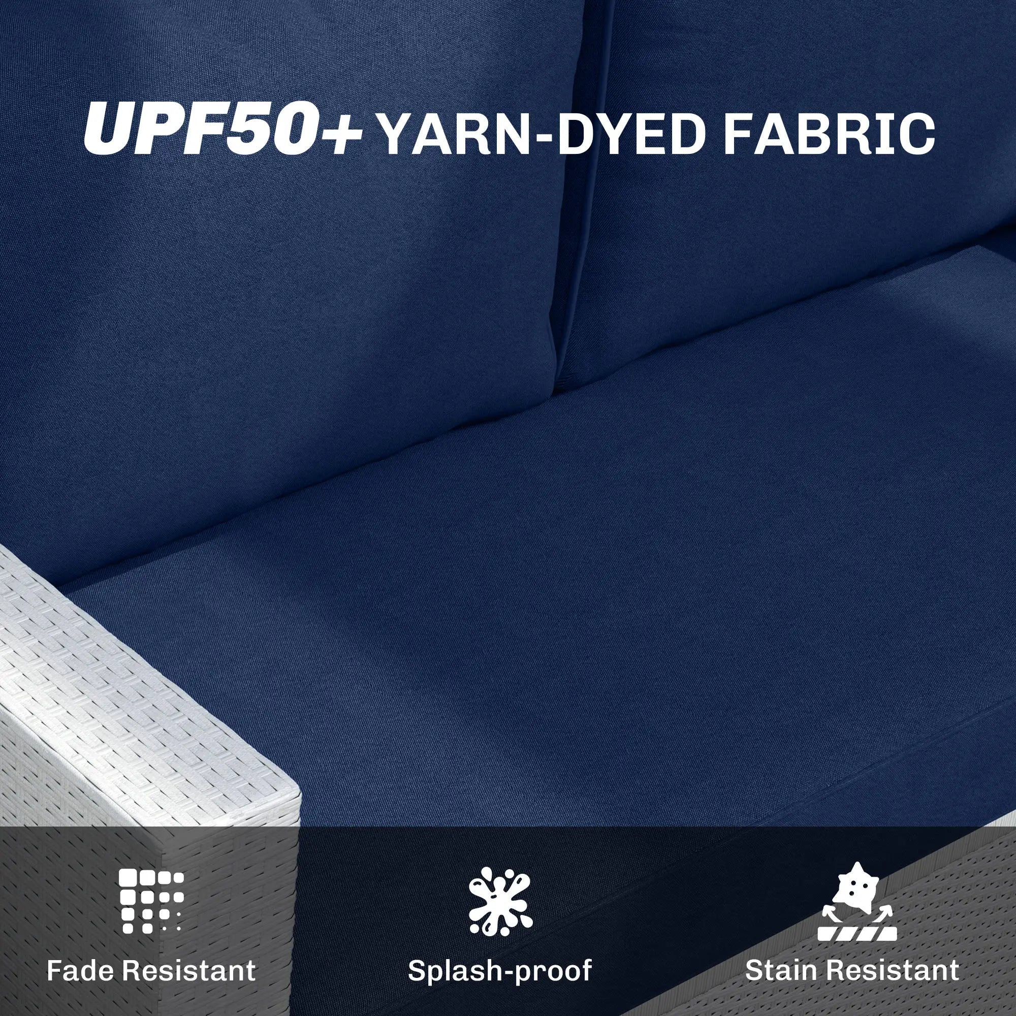 2 Seater Outdoor Seat Cushions with Backrest, Fade-Resistant, Navy Blue Patio Chair Cushions at Gallery Canada