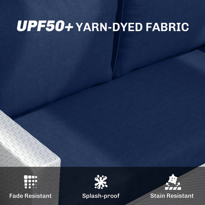 2 Seater Outdoor Seat Cushions with Backrest, Fade-Resistant, Navy Blue Patio Chair Cushions at Gallery Canada