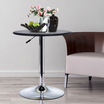 Round Bar Table, Adjustable Height, Faux Leather Top, Chrome Base, Black Bar Tables & Dining Tables at Gallery Canada