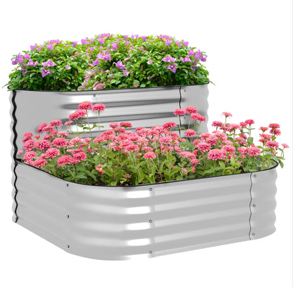 3.4'x3.4'x1' Outdoor Raised Garden Bed, 2-Tier Planter Box, Galvanized Galvanized Planter Boxes at Gallery Canada