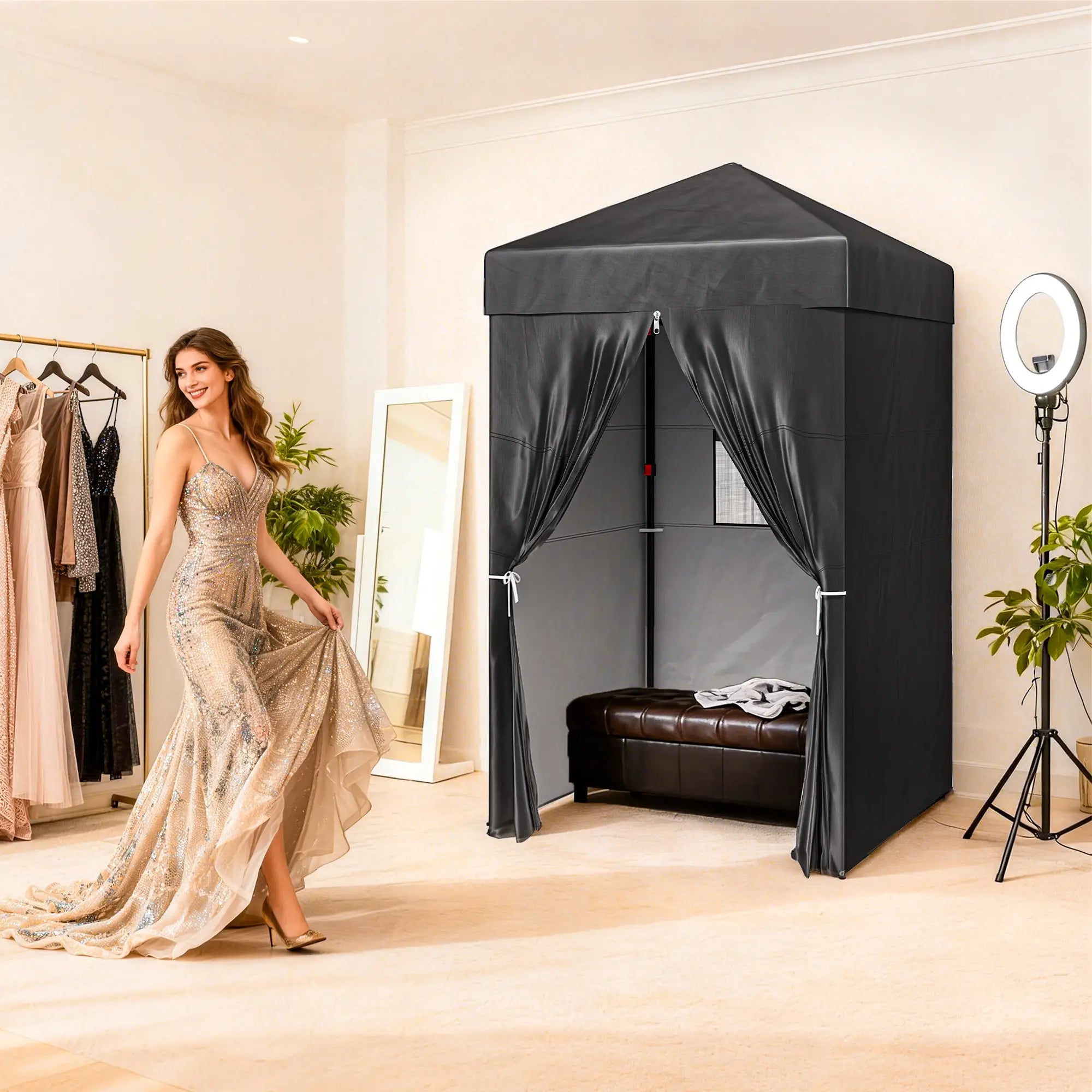 4 x 4 ft Compact Pop Up Canopy Tent, Portable Instant Privacy, Black Pop Up Canopies at Gallery Canada