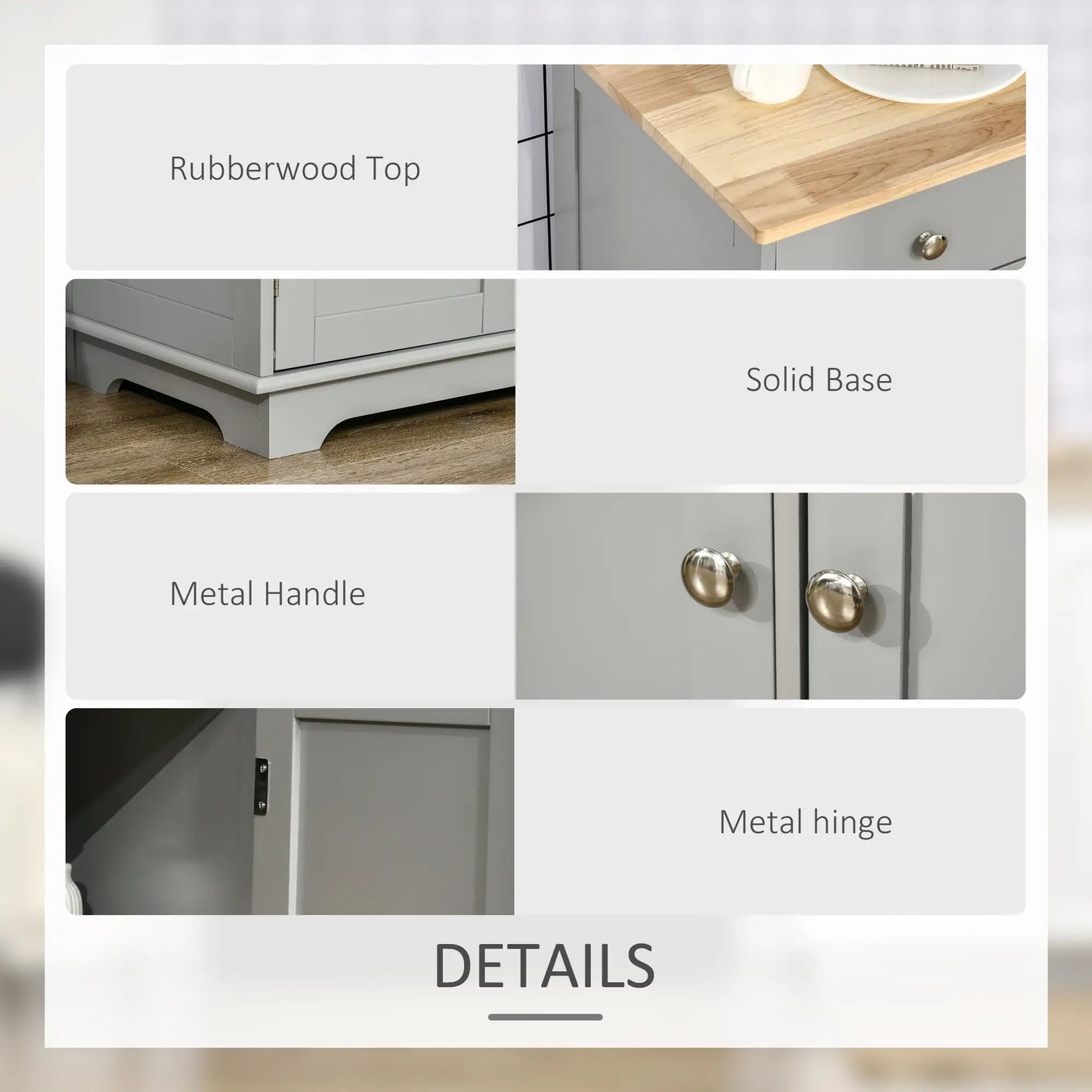 Modern Sideboard, Buffet Cabinet with Storage, Drawers, Adjustable Shelves, Grey Bar Cabinets at Gallery Canada